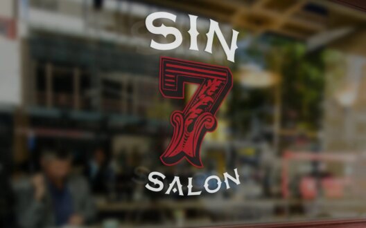 Sin 7 Salon Window Signage